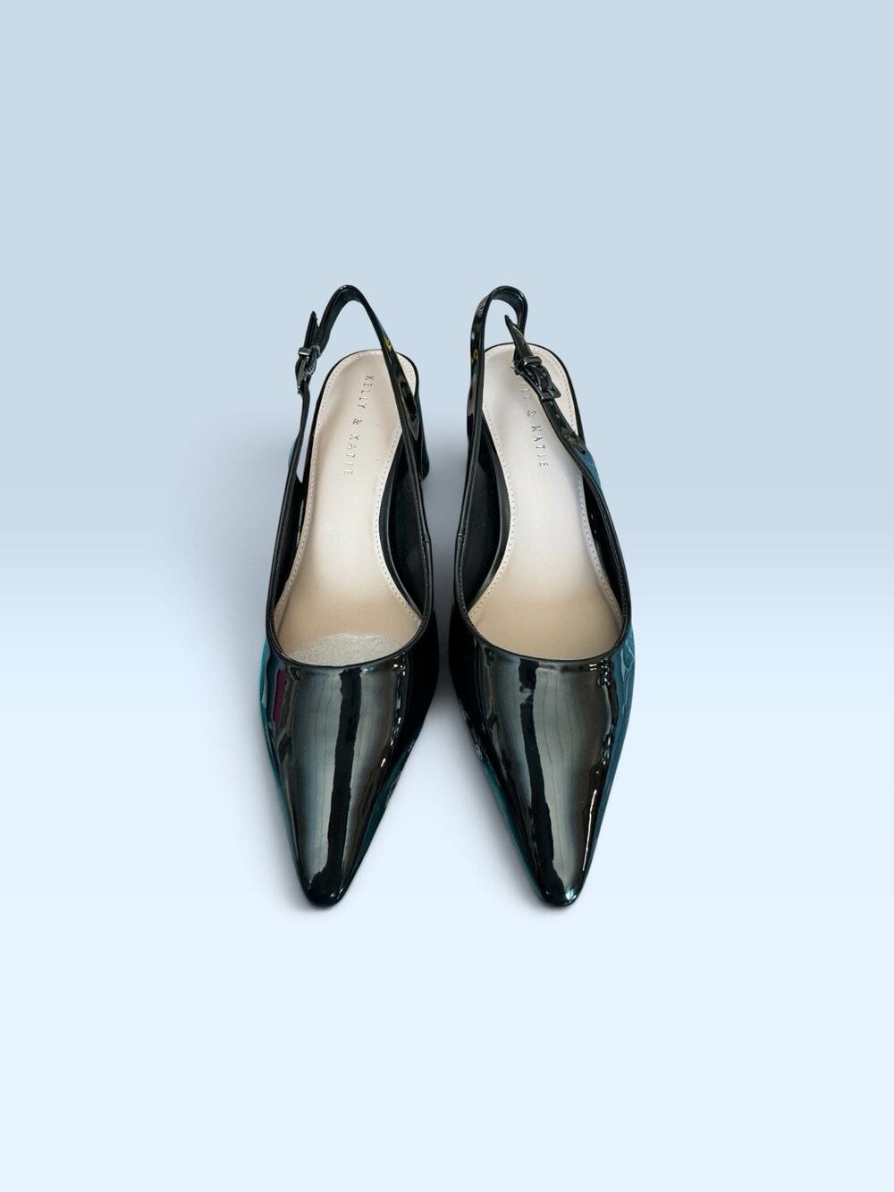 Kelly & Katie black patent pointed-toe slingback pump Size 10